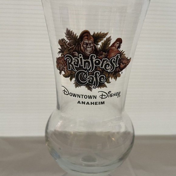 Rainforest Cafe Downtown Disney Anaheim Collectable Hurricane Souvenir Glass Cup - Picture 2 of 10